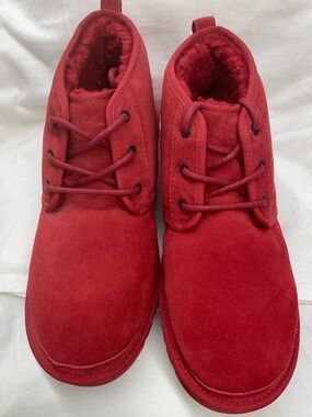 UGG Red Suede Short fully fur lined Boot sz 12